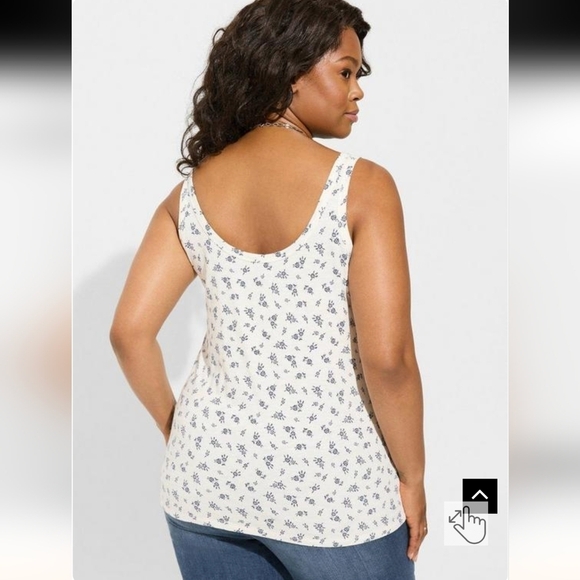 Torrid Super Soft Slub Scoop Tank cream ditsy floral size 3x - Picture 11 of 12